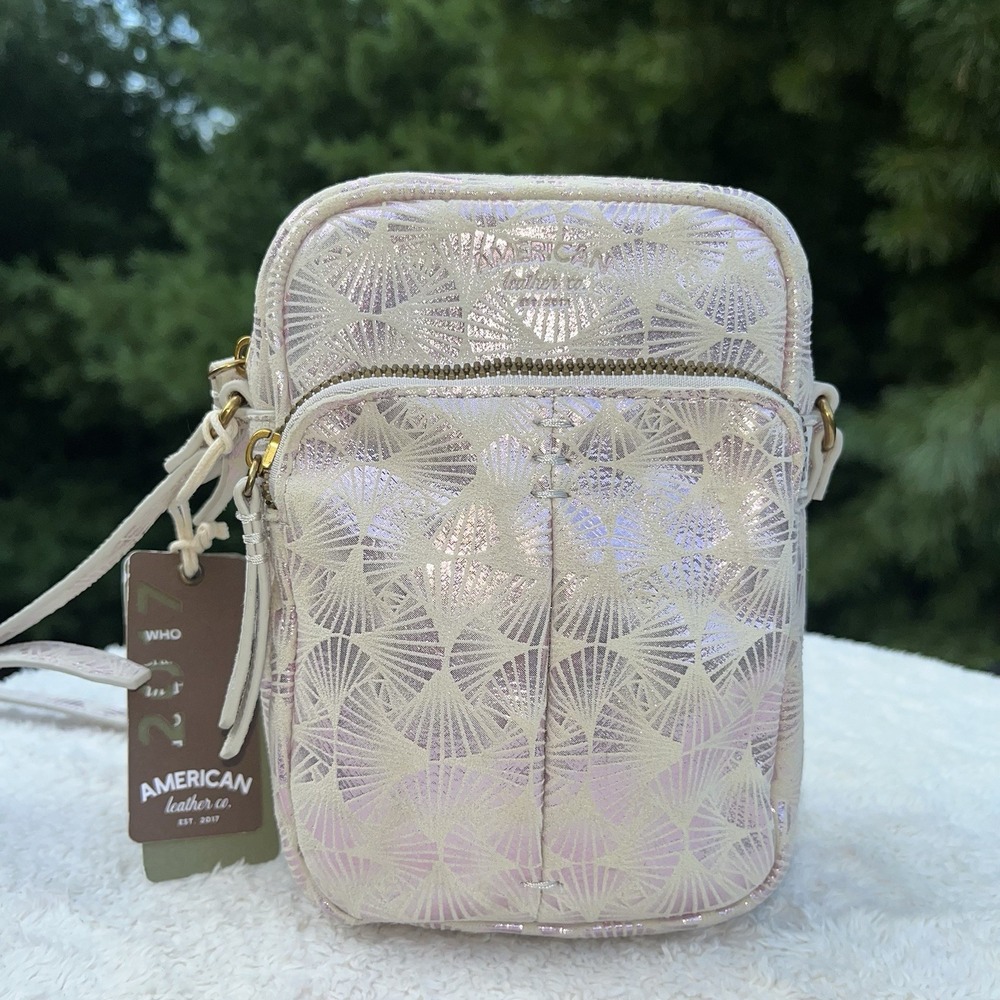 American Leather Co Cleveland Mini Crossbody Bag Lavender Skies Shimmer Wallet